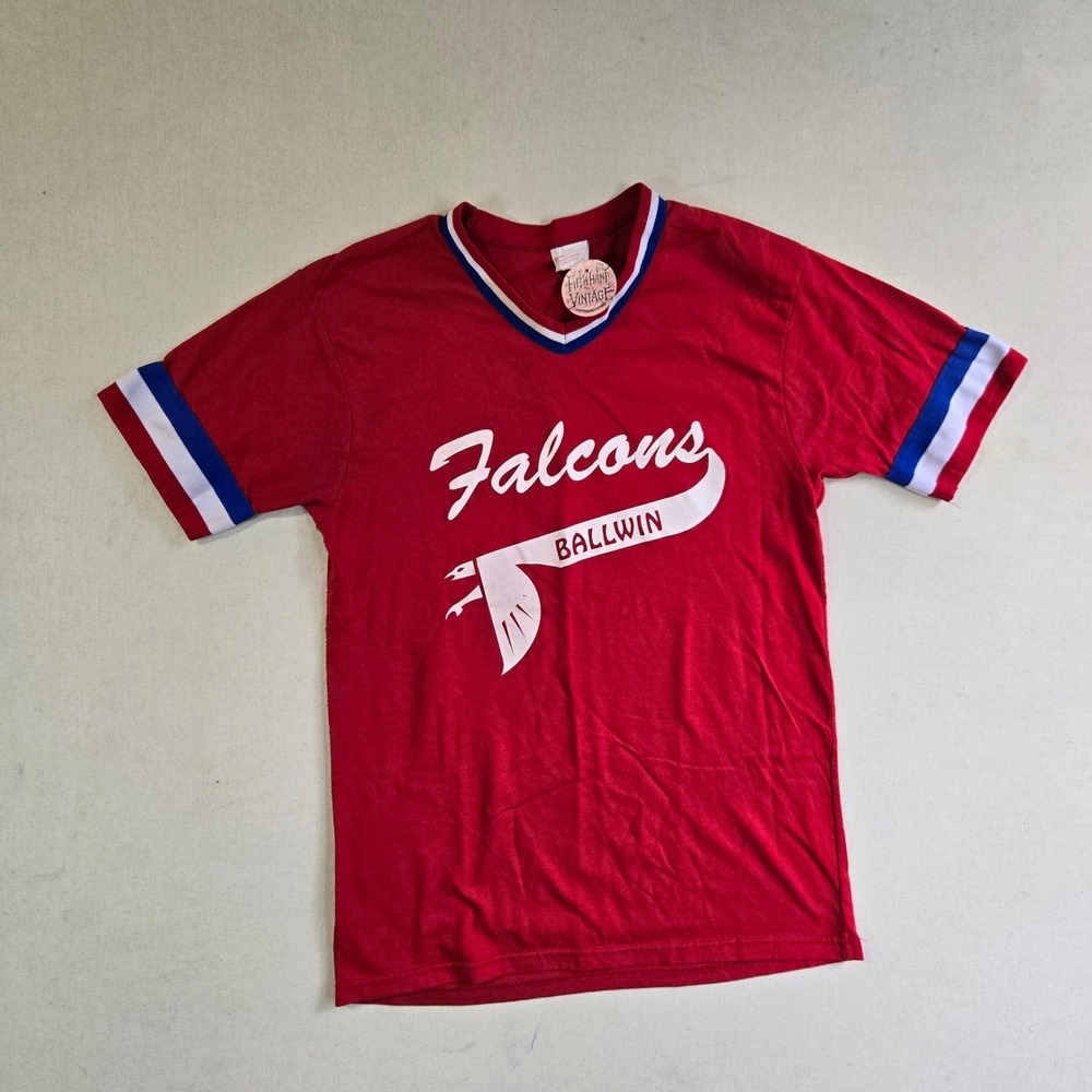 VTG 80s Falcons BASEBALL JERSEY SPORTS HOWE ATHLETIC BALLWIN M 19x28 MADE IN USA